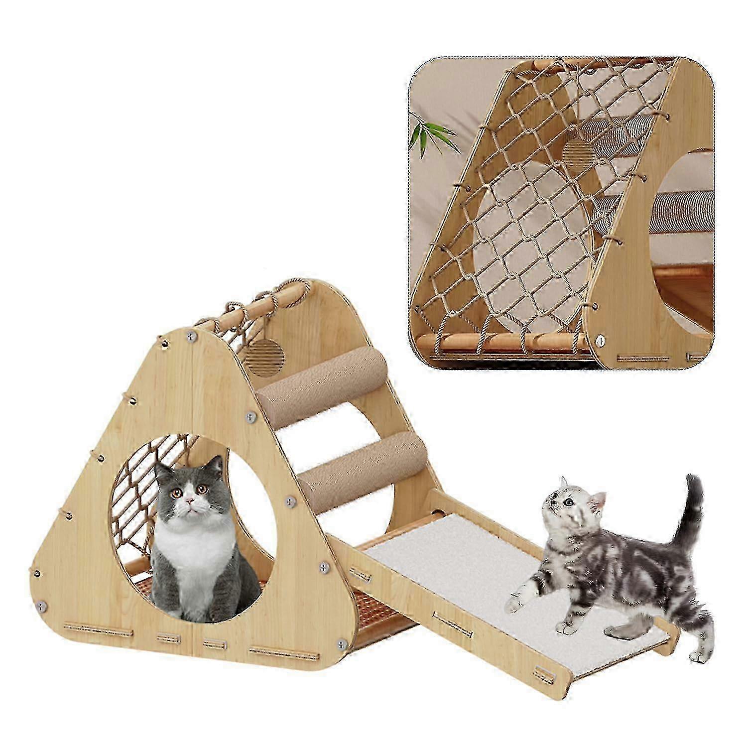 Wooden Cat Tree Tower for Indoor Cats, Scratching Post, Modern Cat Tree Cat Condo