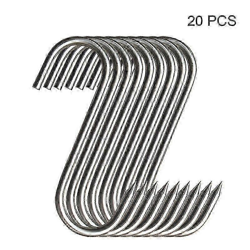 20 pcs Stainless Steel S Hooks with Tip Utensils Kitchen Meat Hooks Pan Clothes Hanger [DB] YC