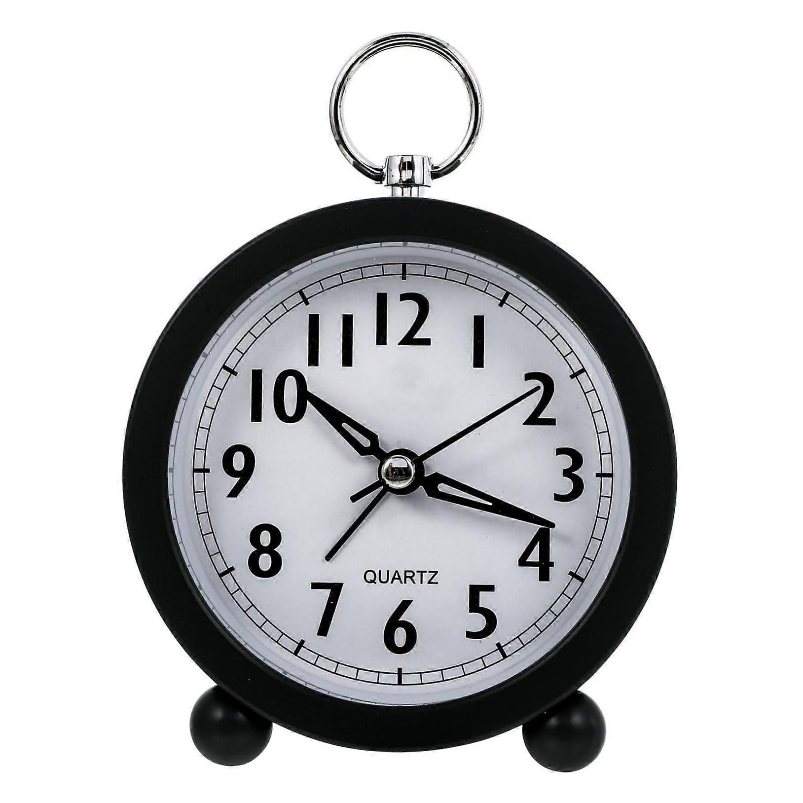 Round Macaron Color Desk Alarm Clock with Stylish Black Design for Bedroom Office Dorm Decor