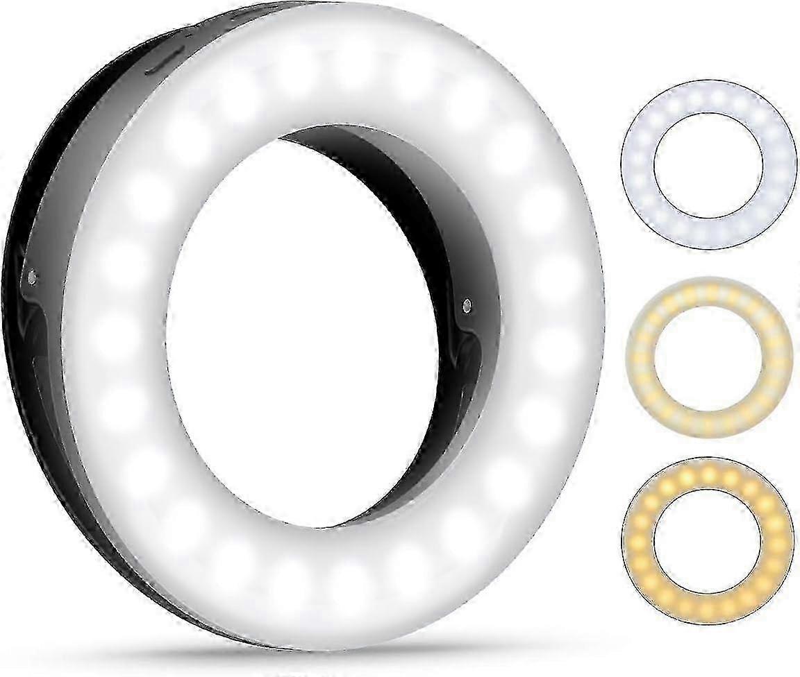 w Portable Selfie Ring Light, Rechargeable Clip-on Fill Light For Smart Phones, Dimmable With 3 Lighting Modes, Perfect For On-the-go Beautificati