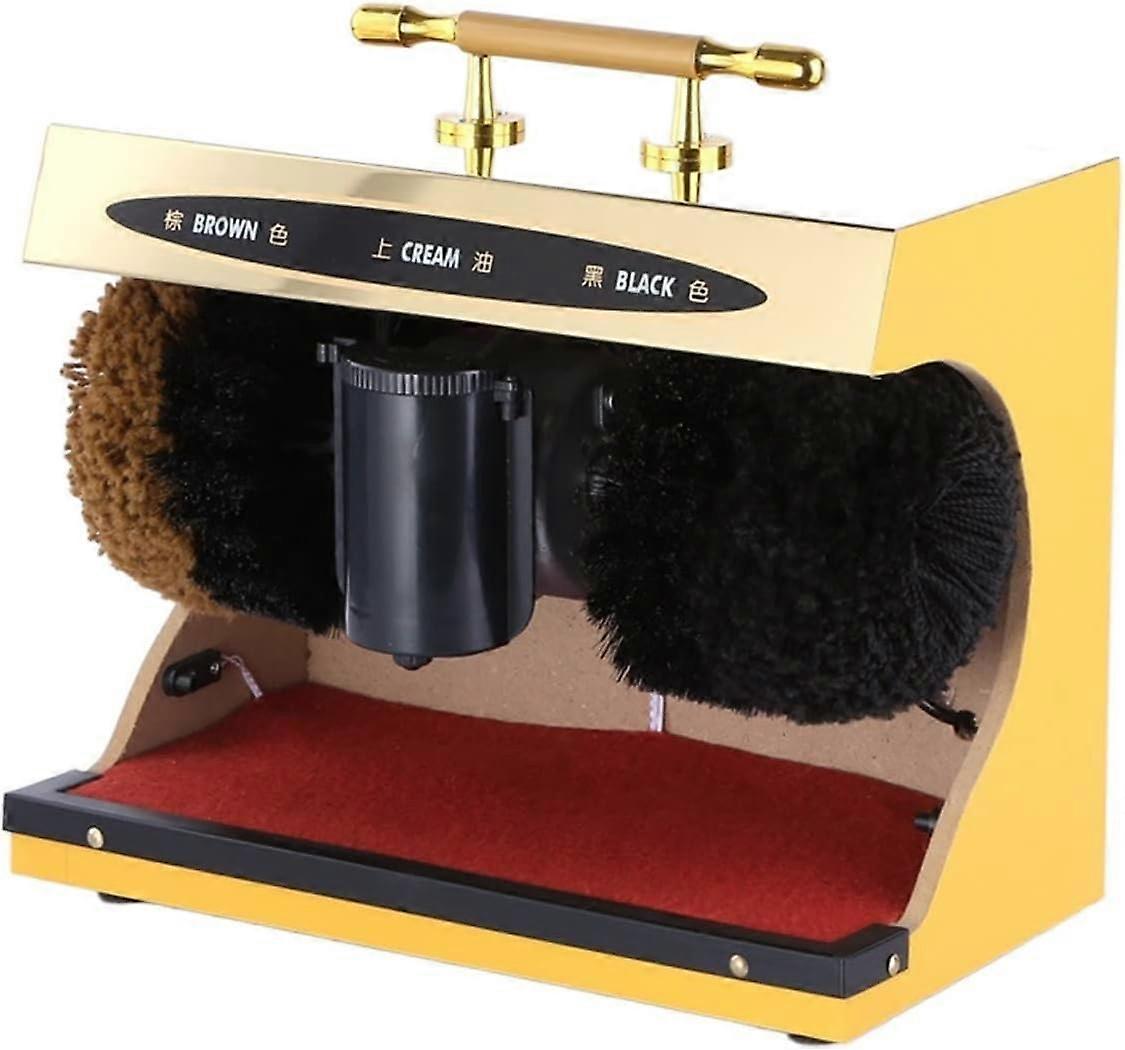 Electric Shoe Polisher Automatic Shoe Shine Machine with Horizontal Induction for Home or Office (Gold)