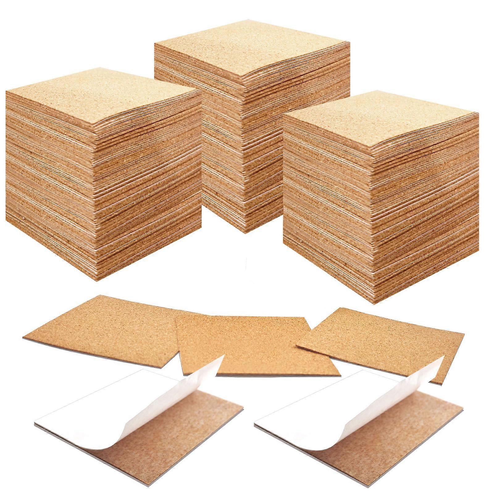 150 Pcs Self Adhesive Cork Coasters 4'x4' Square Mats for DIY Craft, Tile Backing, Cup Protection