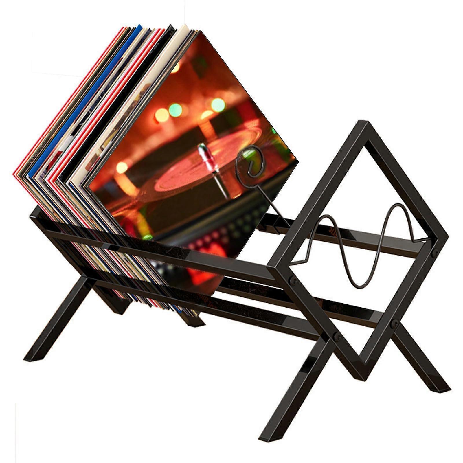 Vinyl Record Storage and Display Stand, Metal Record Holder, Newspaper Stand, CD Stand for Albums and Books