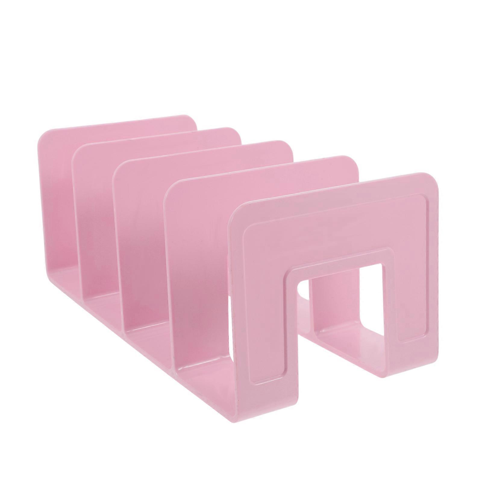 Pink ABS Bookends with Spacious Design for Storage Use No Assembly Required Stability Assurance