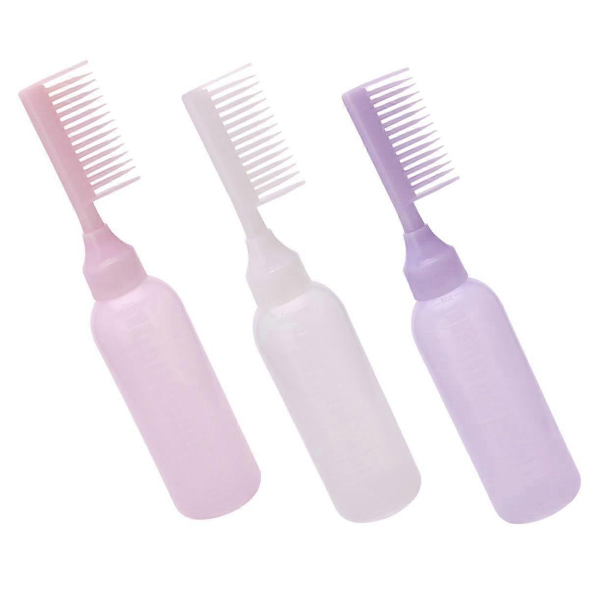 Hair Dye Applicator Bottle with Comb for Root Touch Up, Even Coverage, Home and Salon Use, 3pcs