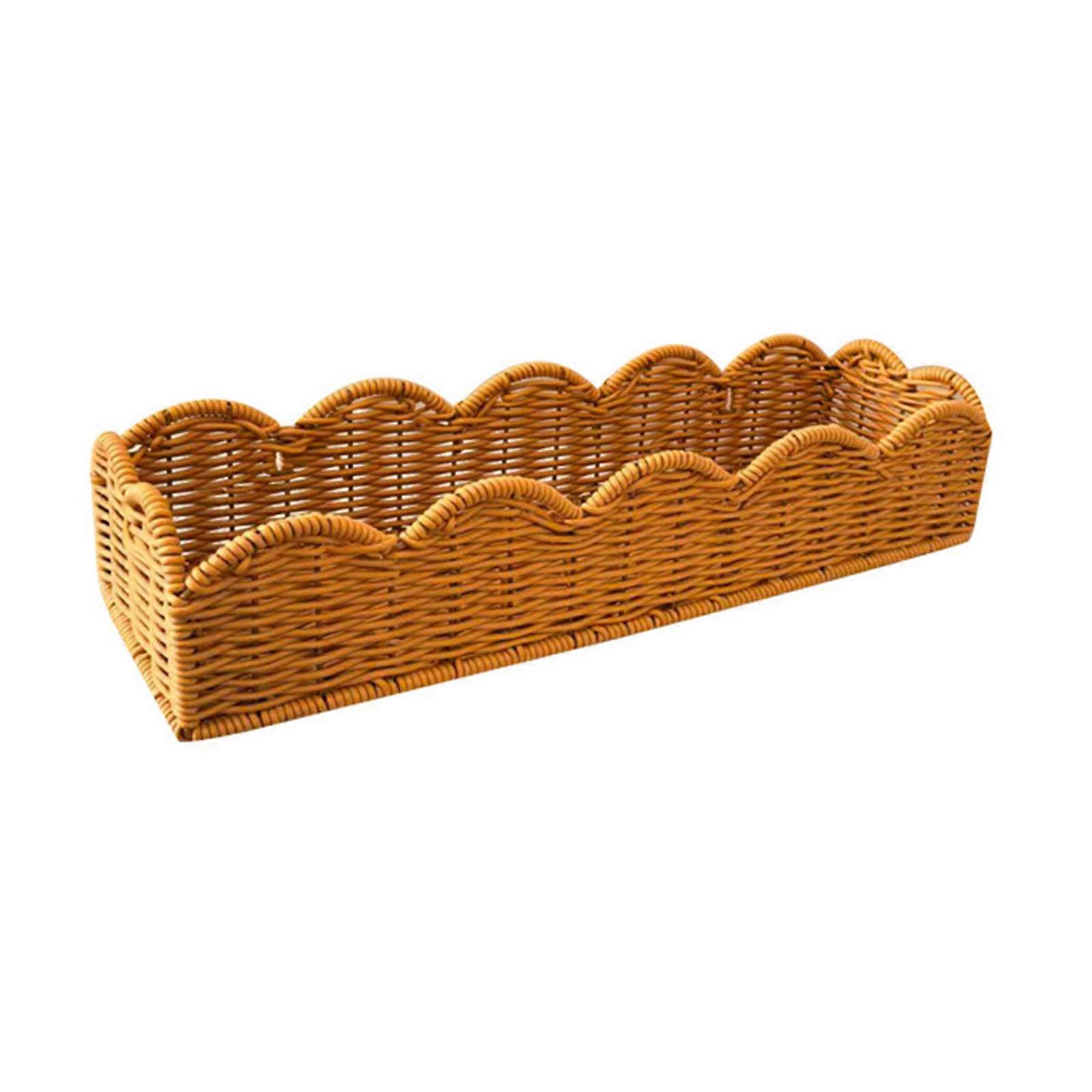 Rectangular Plastic Storage Basket Imitation Rattan Weave Design Lightweight For Portable Home Organization Solution Multicolor