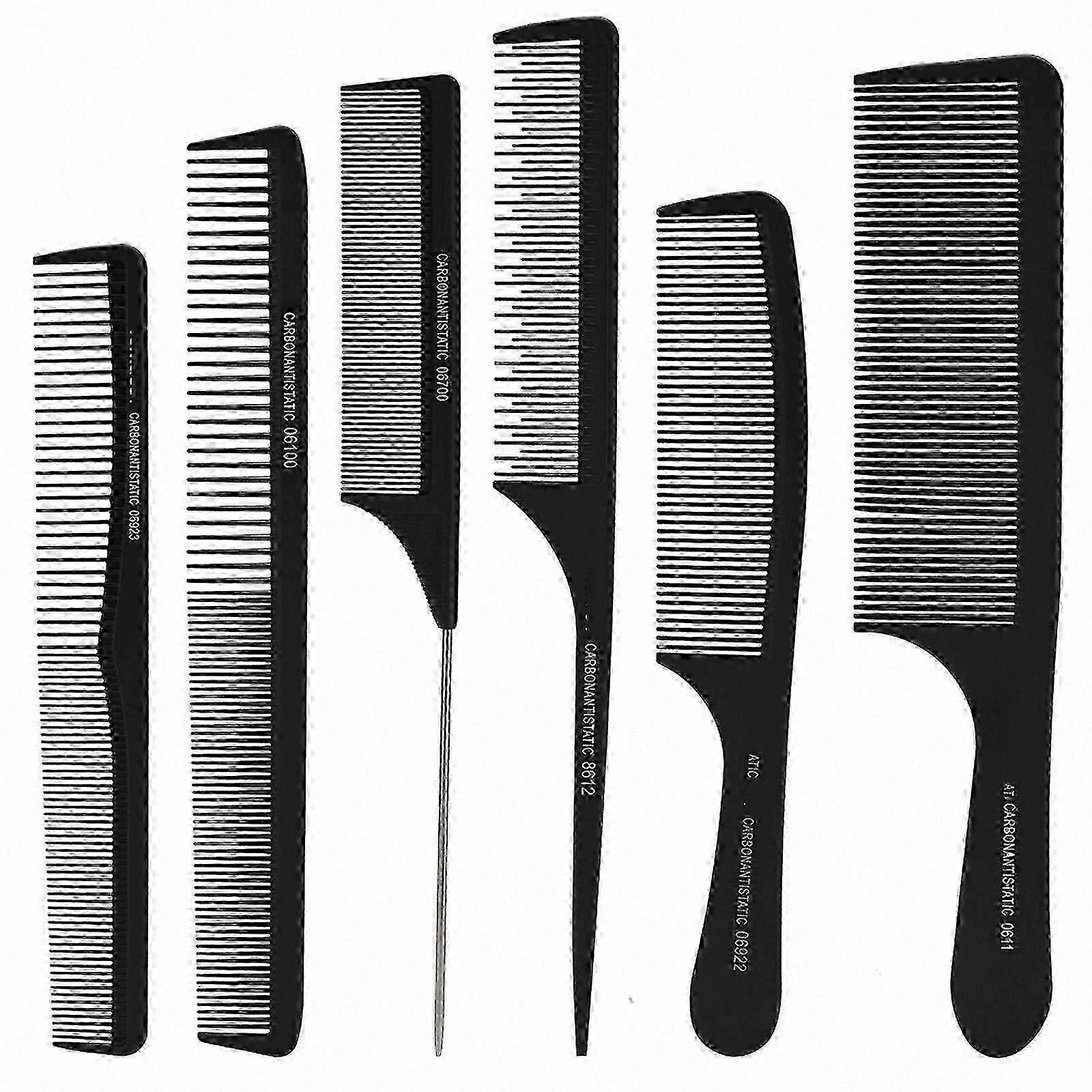 6-Piece Hairdressing Comb Set for Styling, Detangling, and Cutting - Pink Multifunctional梳子套装