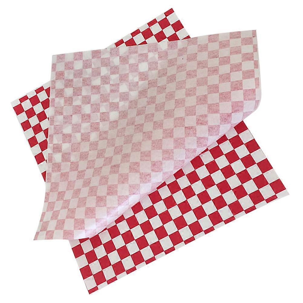 Red Checkered Paper Baking Sheets for Food Wrapping 200Pcs Pack