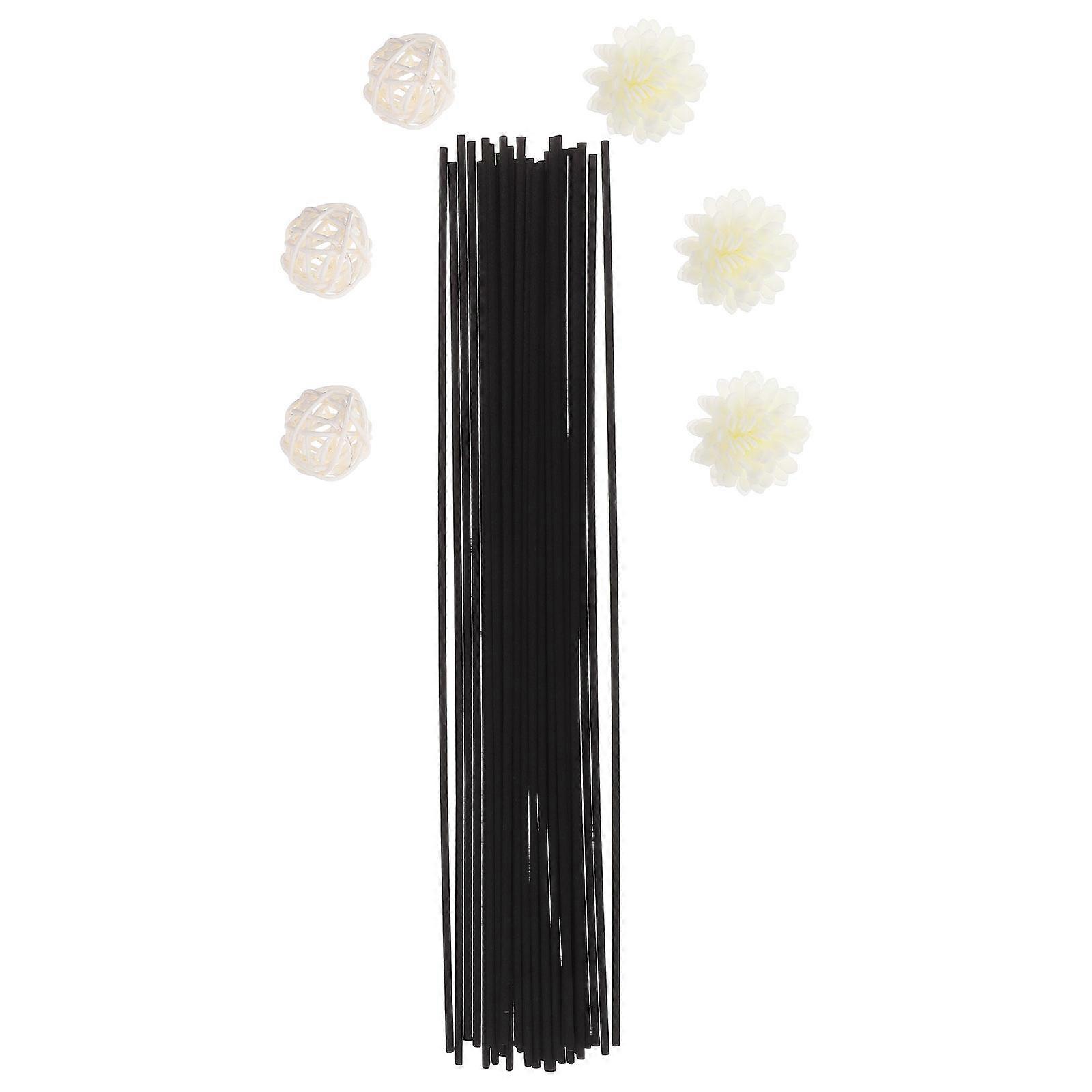 1Set Black Diffuser Sticks for Aromatherapy Use with Flower and Rattan Design