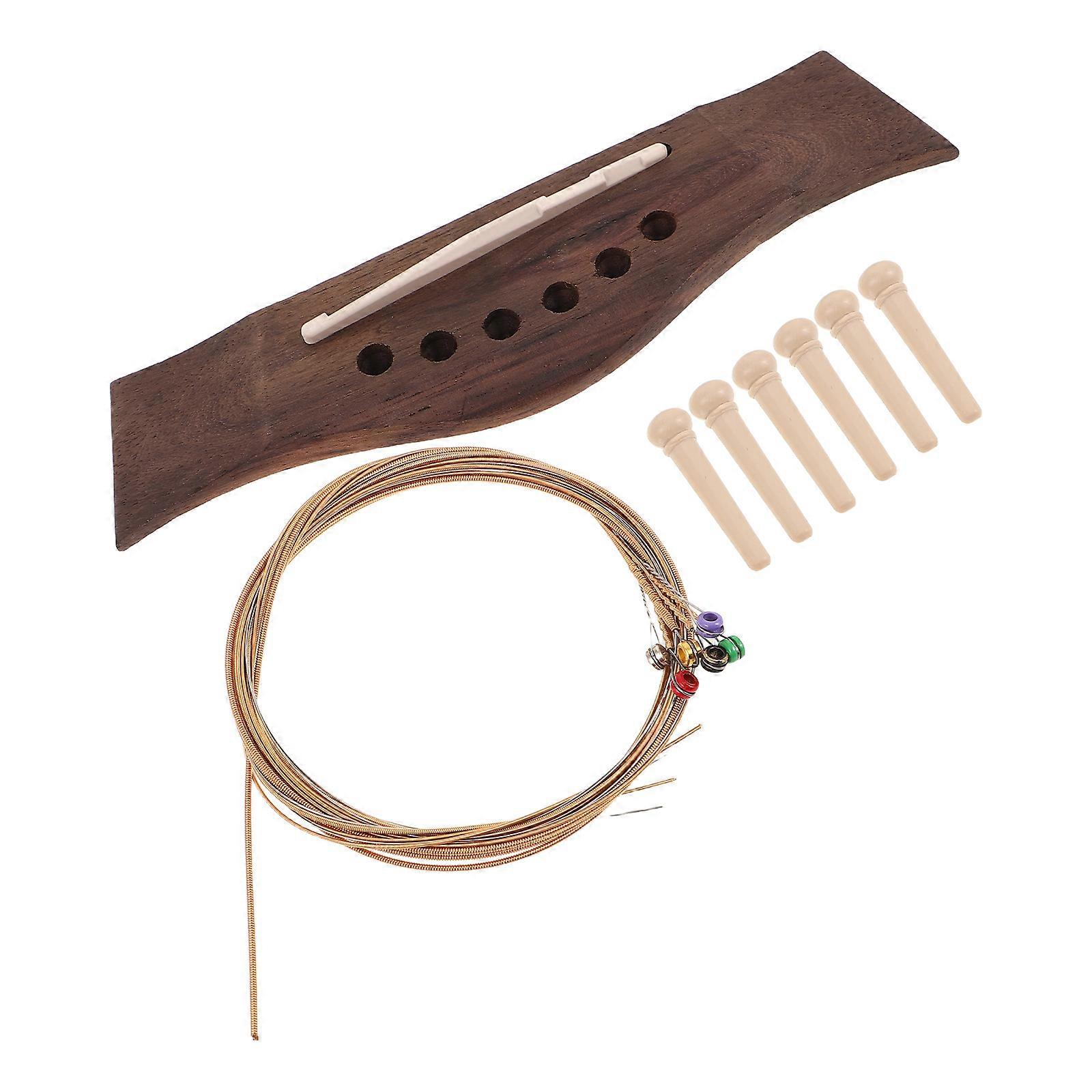Acoustic Guitar Bridge and Saddle Kit for Musical Instruments 1Set with Steel String Components