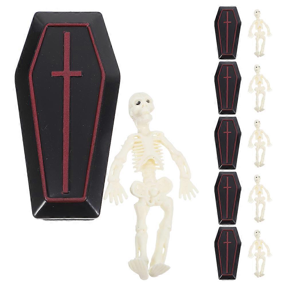 Halloween Party Coffin Skeleton Models for Table Decor 6Sets Included