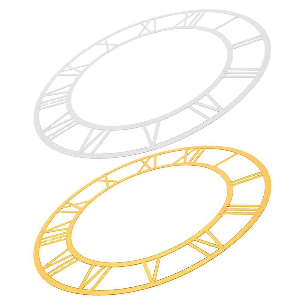 Acrylic Mirror Wall Clock Featuring Roman Numerals for Entryway 2Pcs