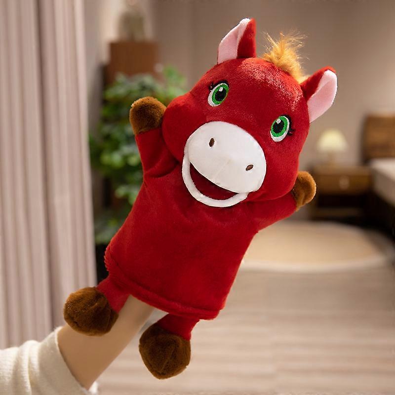 30CM Horse Hand Puppet Plush Toys Cartoon Animal Hand Puppet Parent-child Game Doll Talking Story Toy