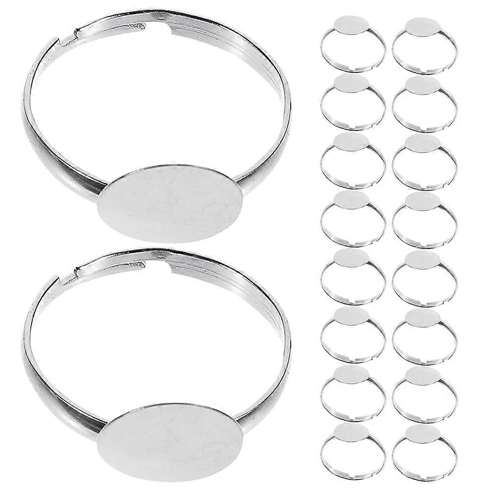 Jewelry Making Supplies 50Pcs Silver Adjustable Flat Pad Ring Bases