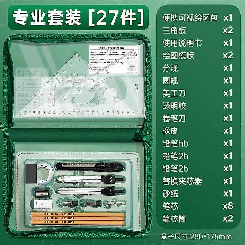 Student Geometry Set Multifunctional Drawing Template Professional Drafting Tools with Ruler Protractor Compass