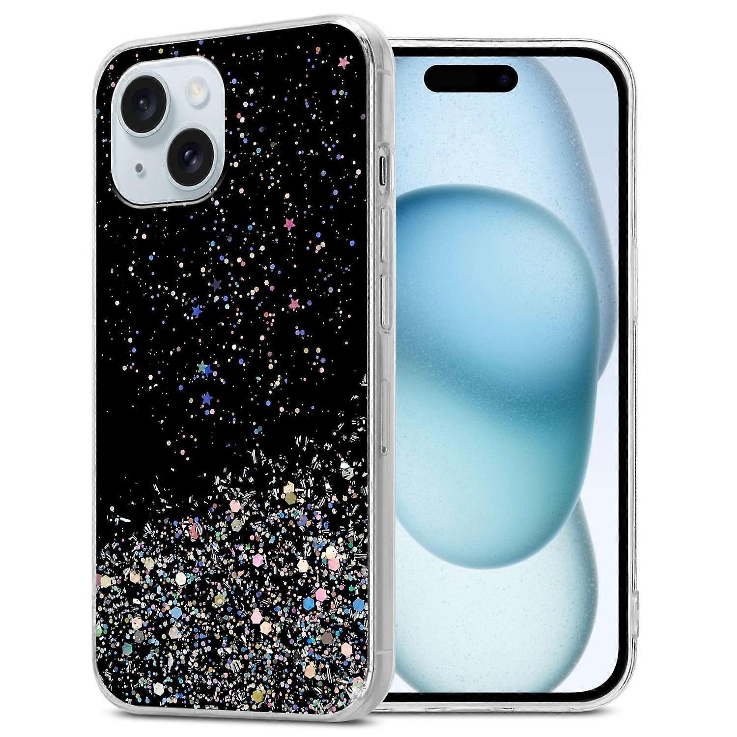 iPhone 15 Protective Case TPU - Transparent with Glitter