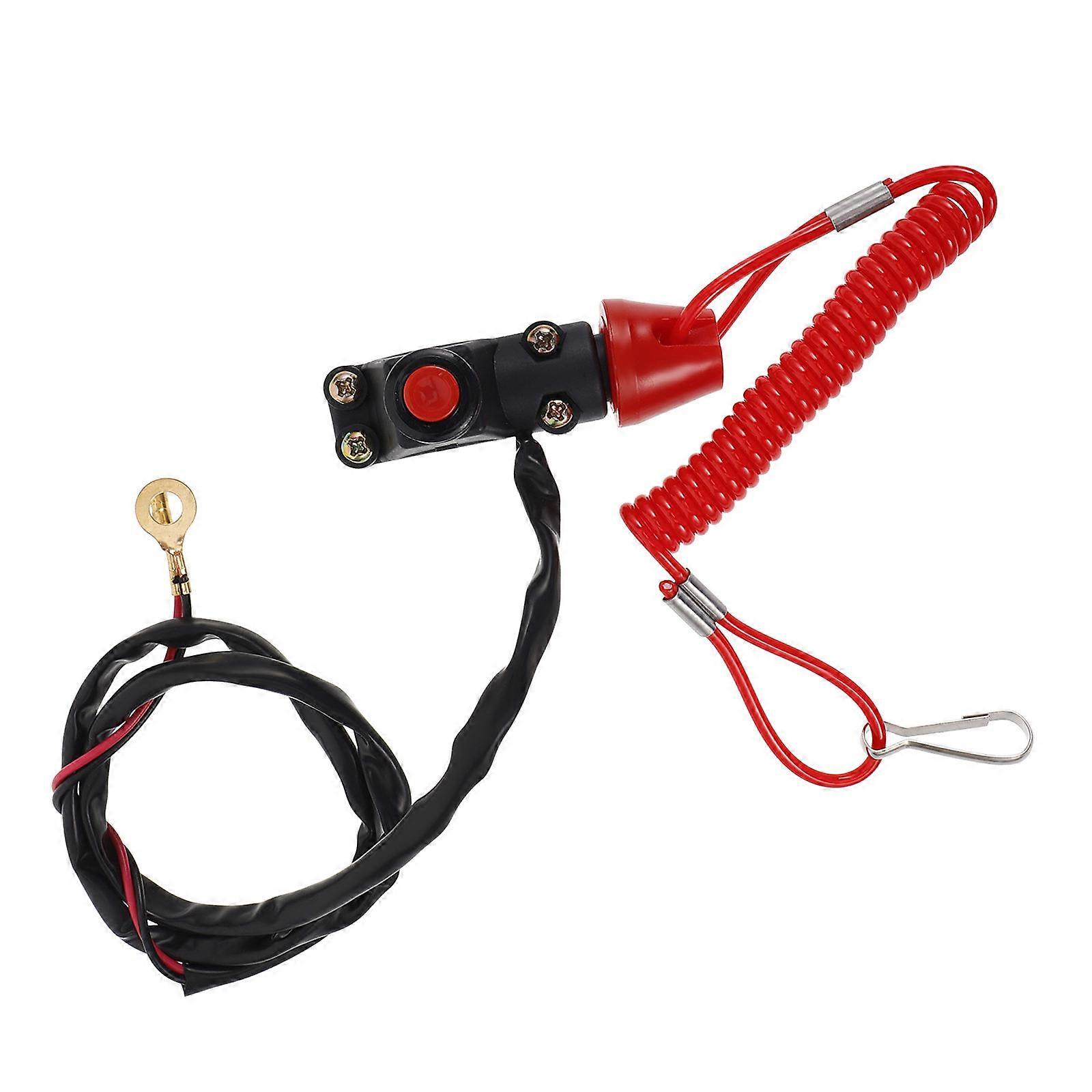1 Set Boat Motor Emergency Stop Switch Lanyard Compatible with 49CC to 250CC Engines Outboard Motors Handlebar Kill Switch