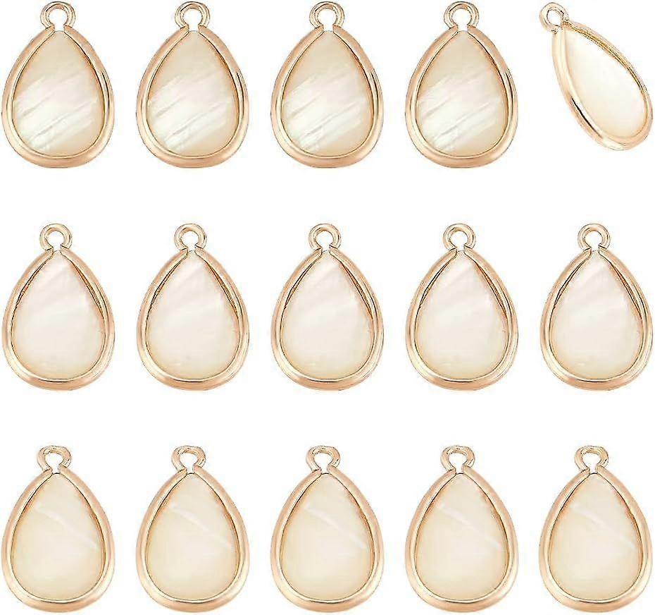16pcs Abalone Shell Charms Natural Paua Shell Pendant White Teardrop Charm Waterdrop Shell Charm Pendant Sea Shell Charms with Wire Wrapped for Jewelr