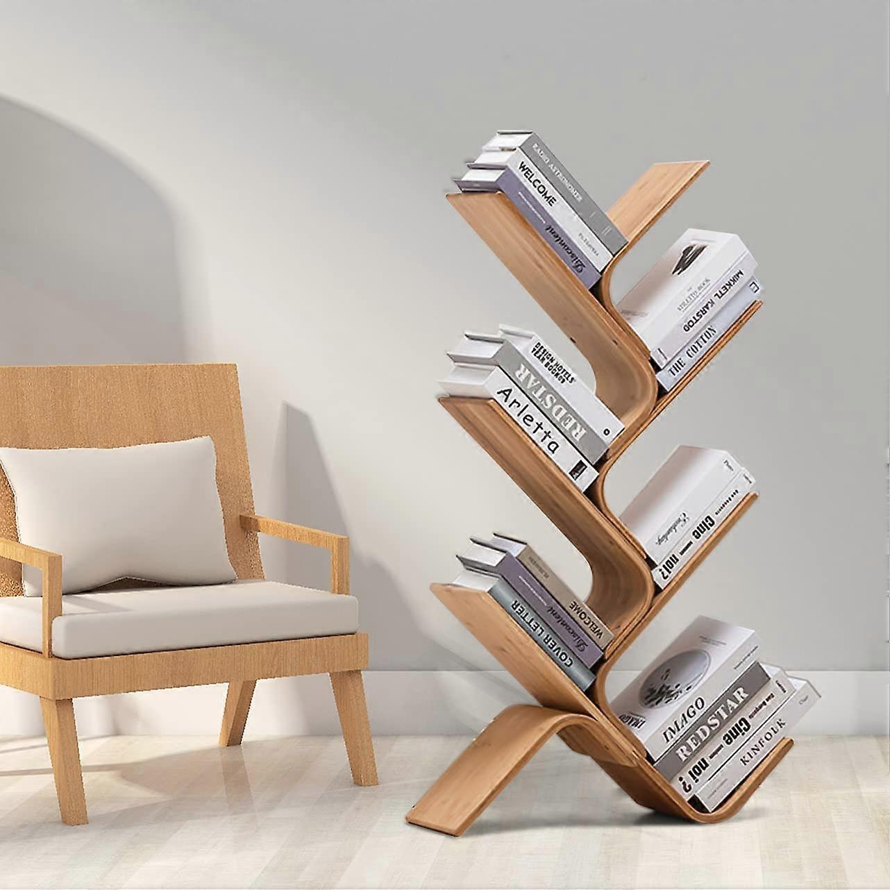Modern Bamboo Tree Bookshelf 6Tier SpaceSaving Storage with Stable Base for Home Office Decor