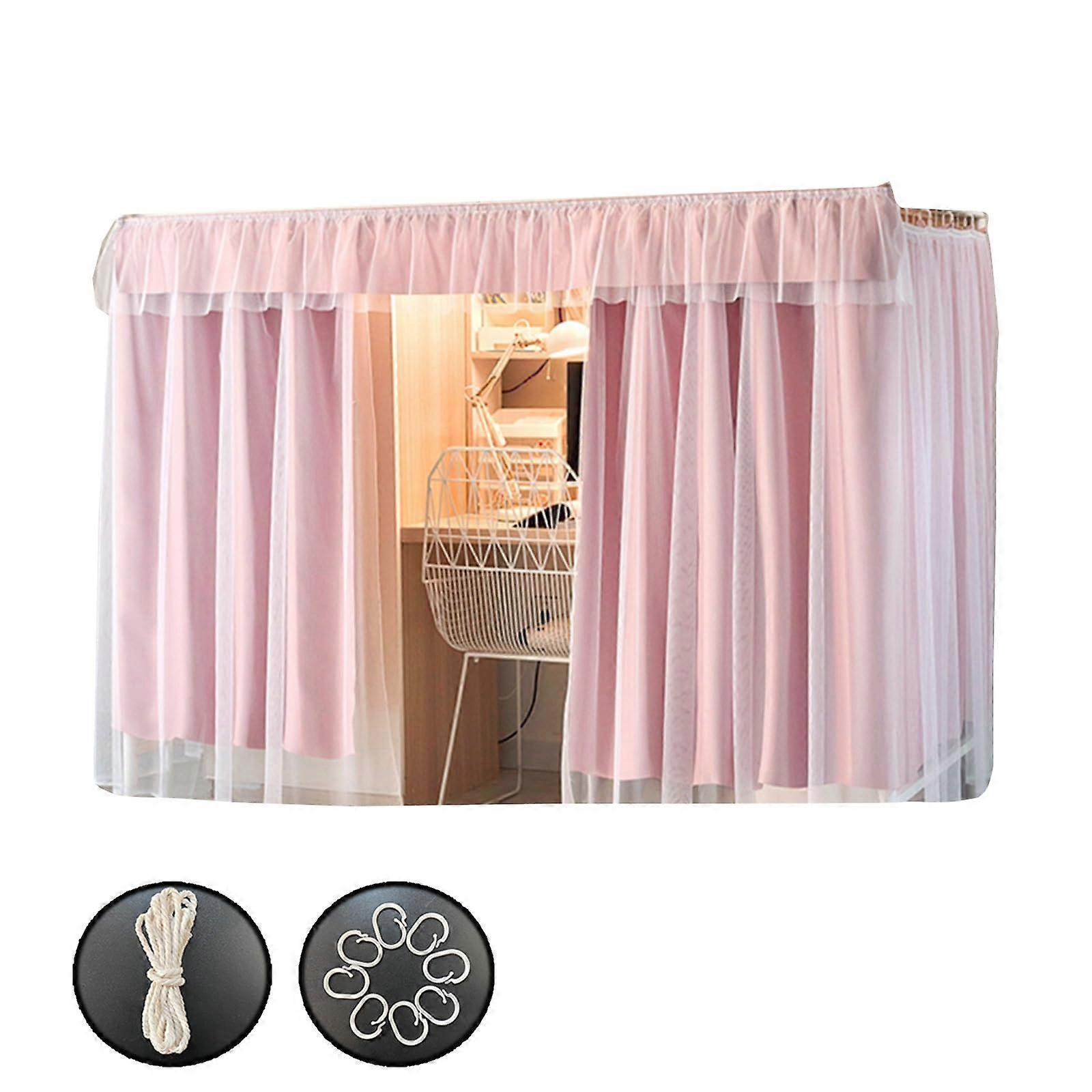 Bunk Bed Curtains with Gauze Pink 1.2M Privacy Light Blocking Dorm Loft Easy Install Durable