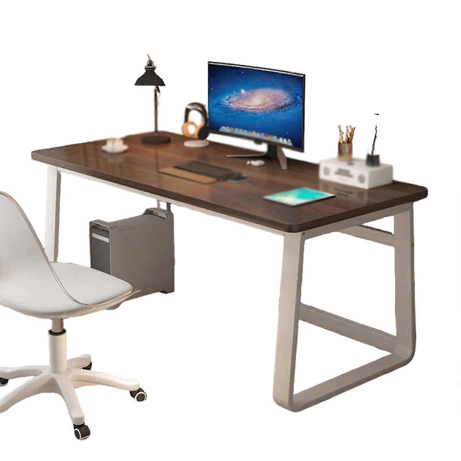 Computer Desk with Durable Metal Frame, Compact SpaceSaving Home Office Table Dark Walnut 140x60cm