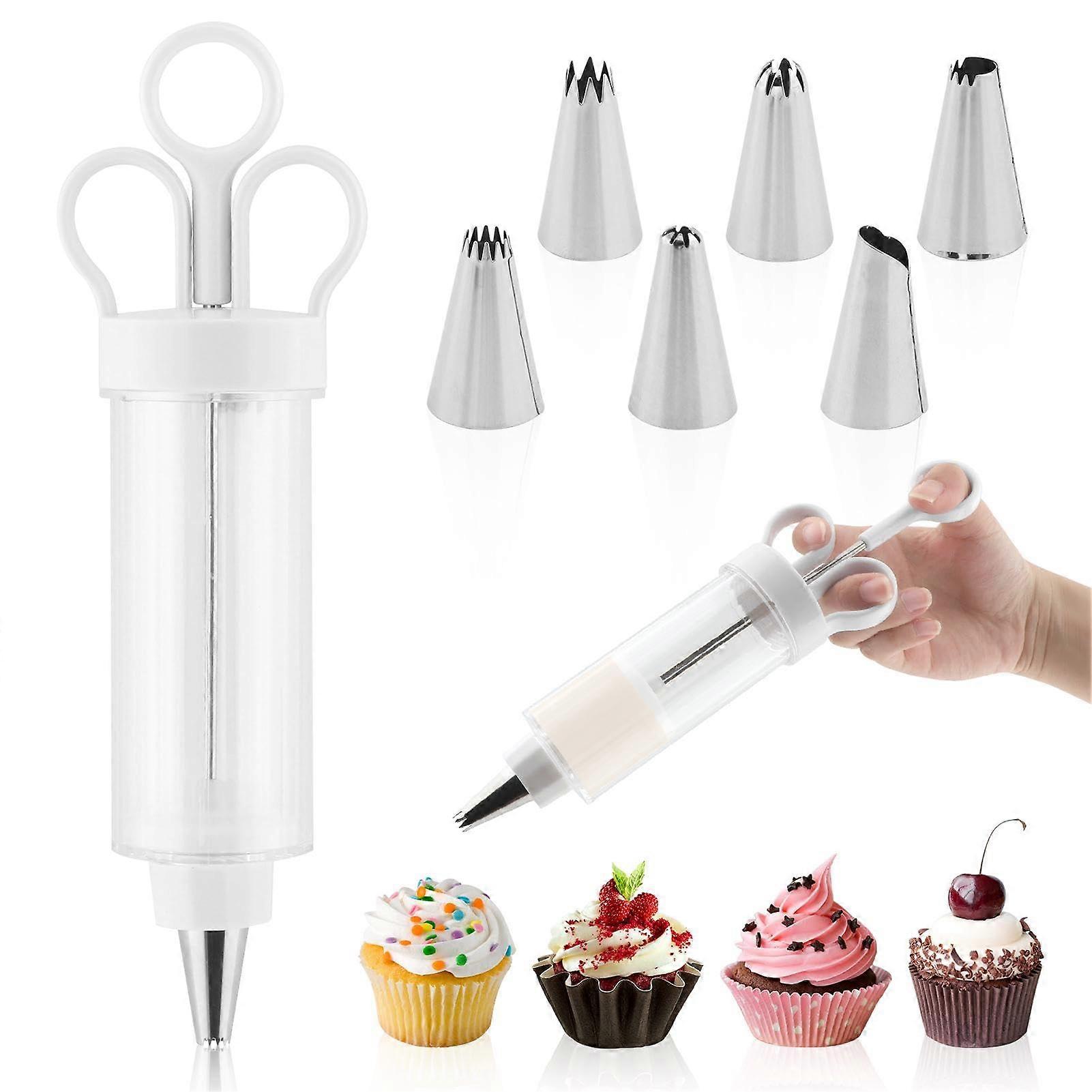 Cake Decorating Kit with Icing Syringe Set, 6 Nozzles, Quick Change Tips, Easy Clean Design