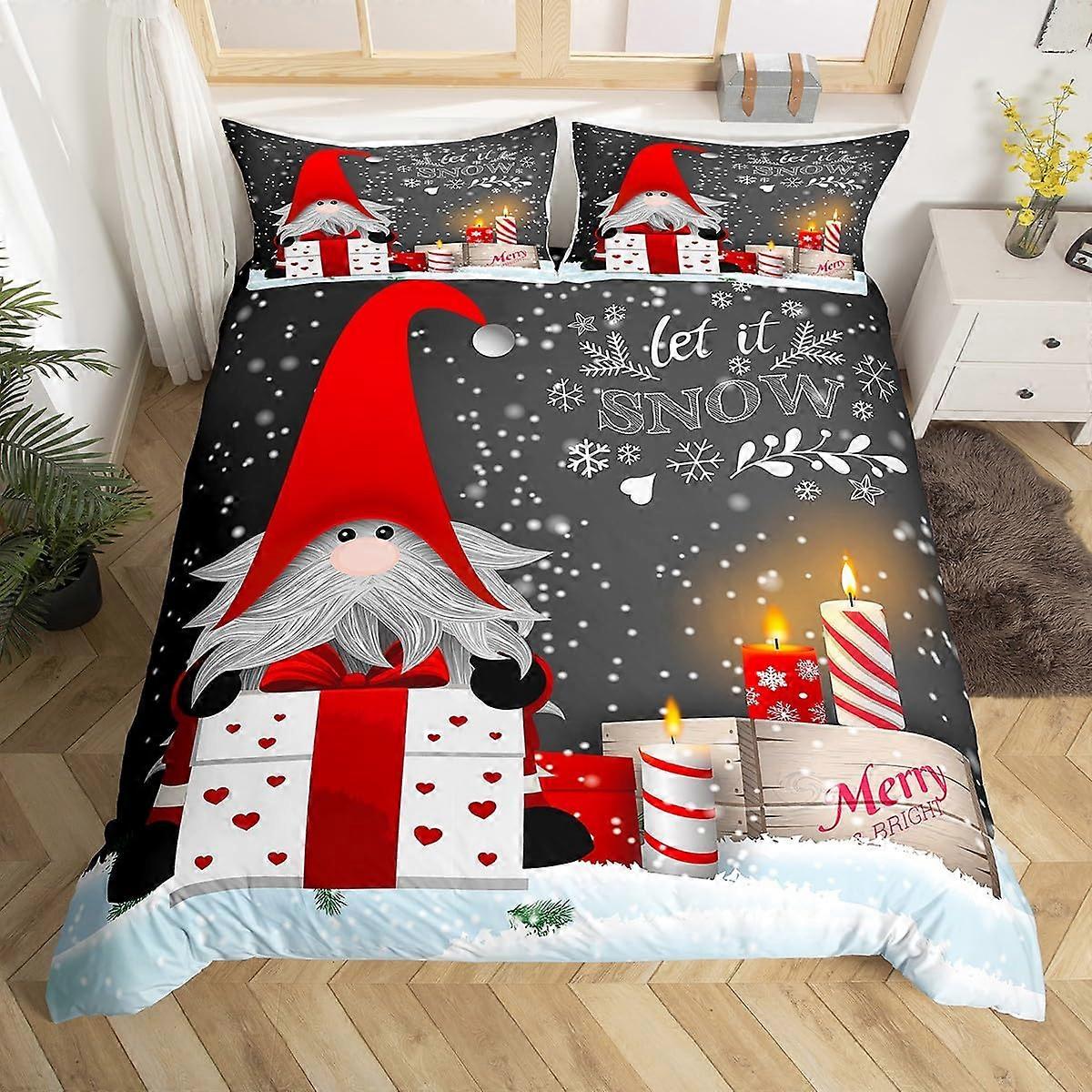 Christmas Bedding Set Queen Size with Vivid 3D Santa Claus Print, Ultra Soft Microfiber, 3 Pieces