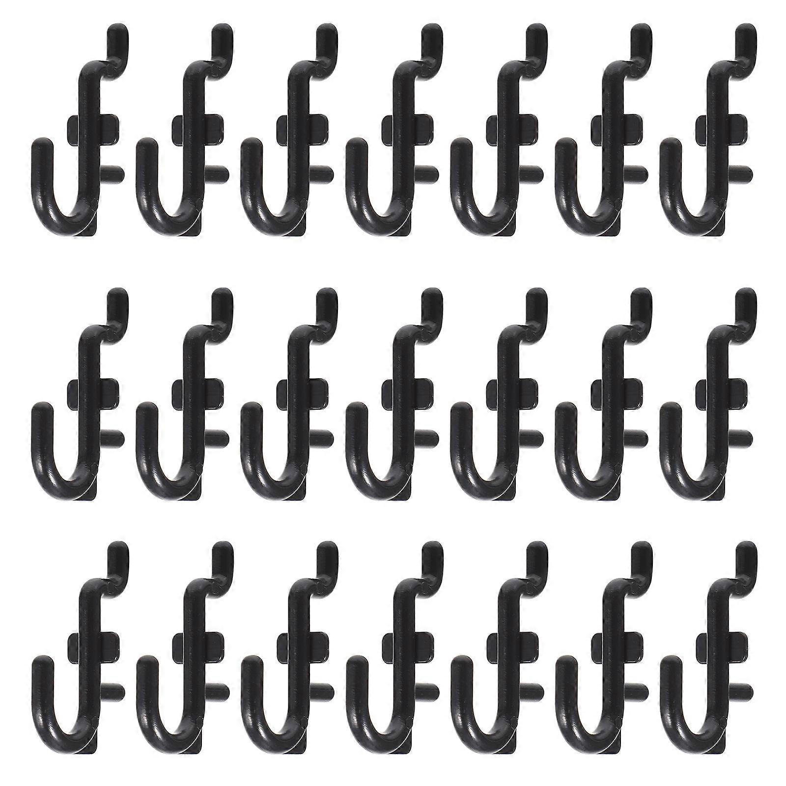 J Shape Peg Board Hook for Storage 50Pcs Black Plastic Hanging Hooks
