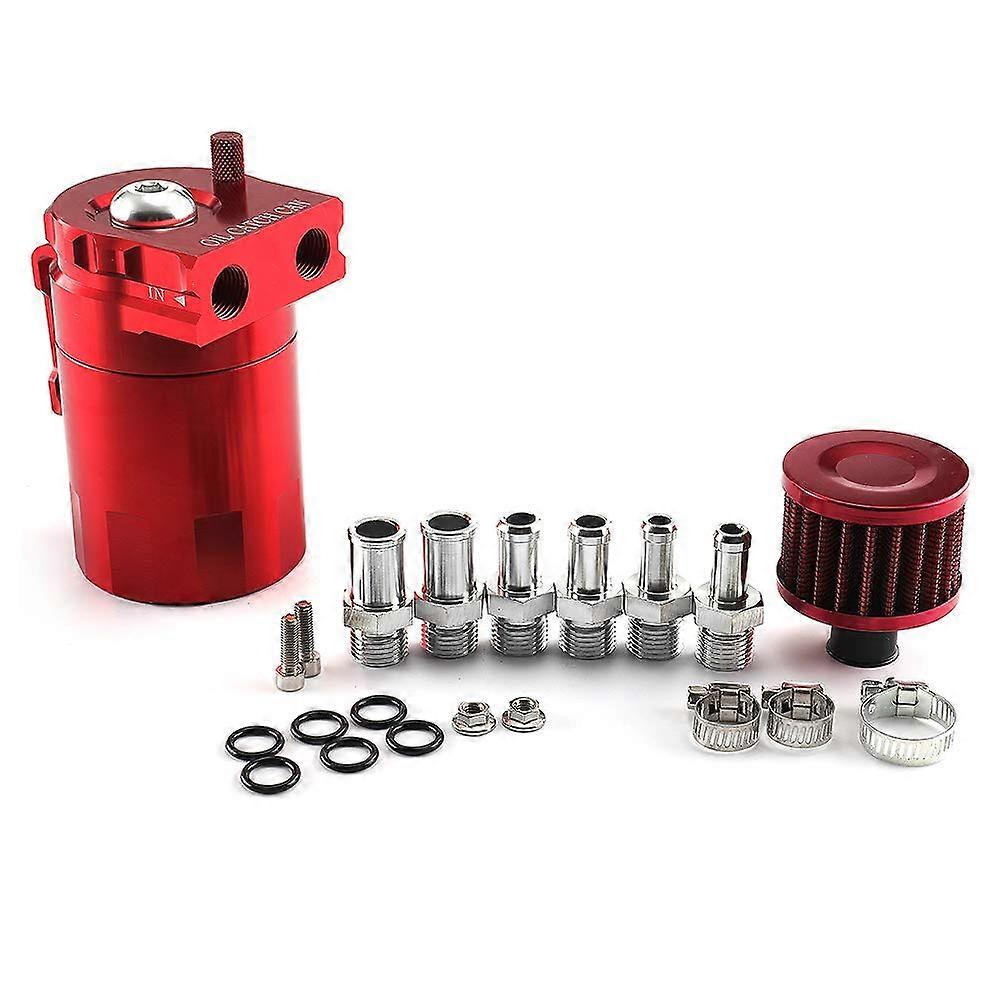 Universal 300ml Red Aluminum Oil Catch Can with Filter Hose Kit for Engine Performance Boost