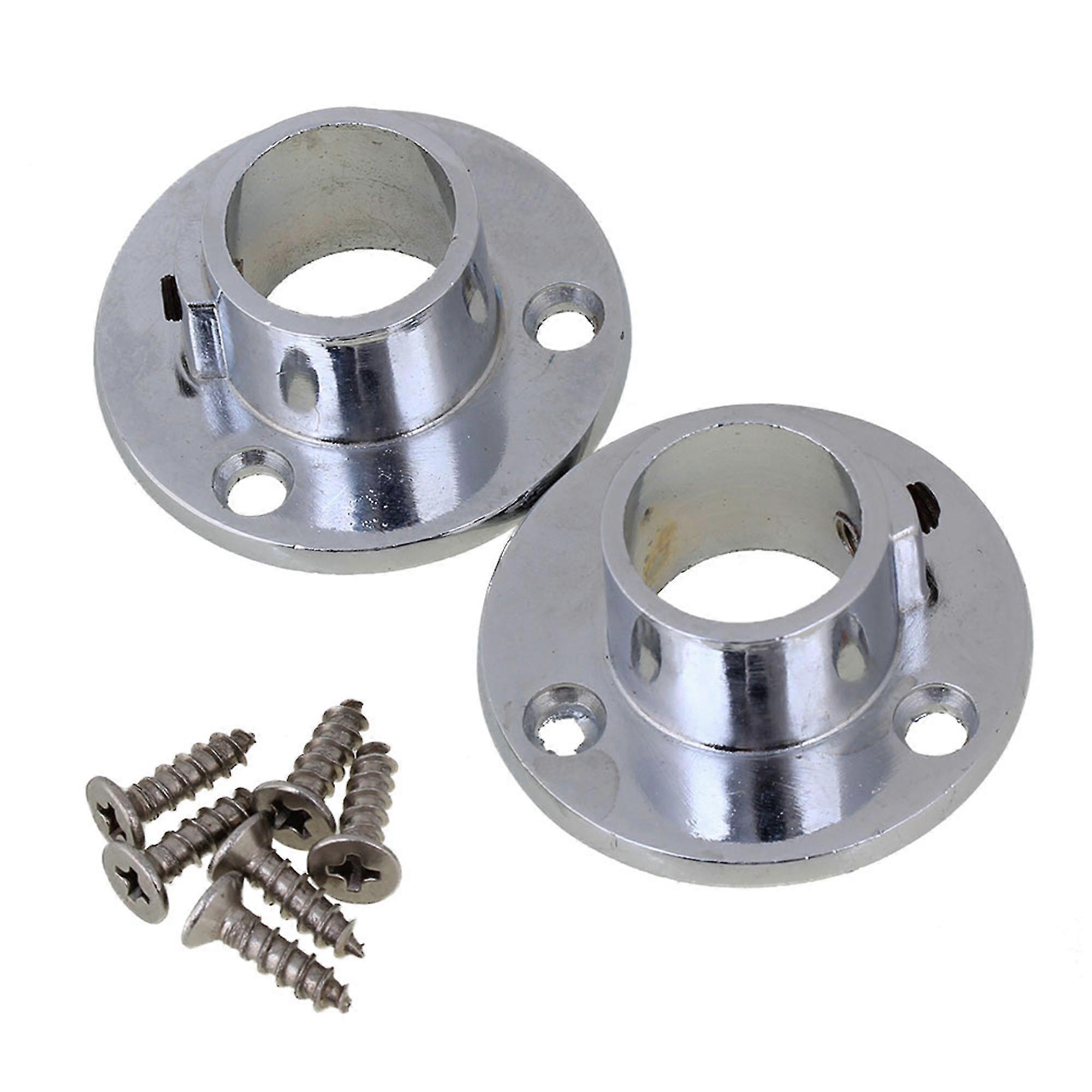 2xSilver Wardrobe Hanging Rail Rod End Support Bracket Socket 20mm Ferrule OD 2025