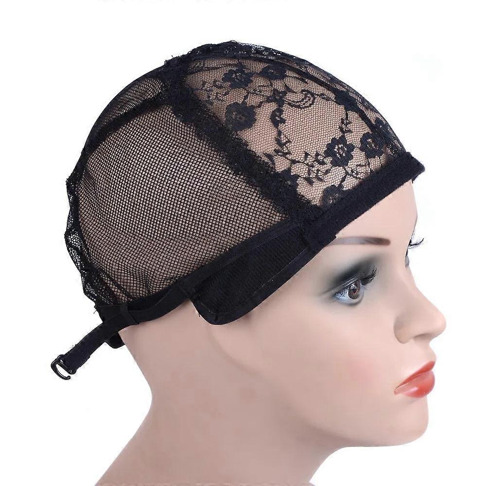 Adjustable Black Wig Cap For Making Wigs - Glueless Weaving Cap With Strap,