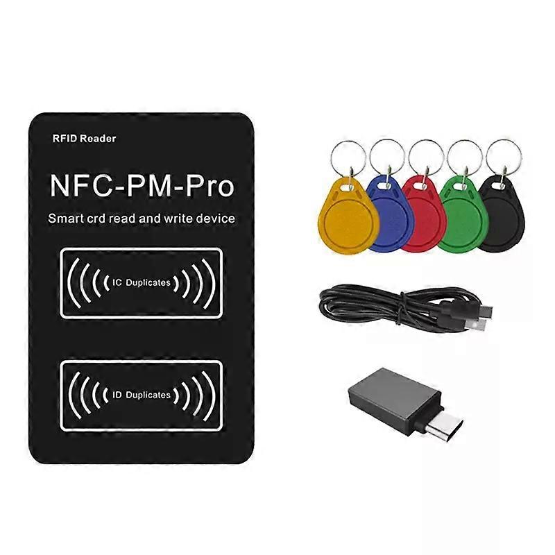 RFID Smart Chip Reader PM PRO Decoder+5XUID Keychain NFC Key Copier 1356Mhz 125Khz Badge Write Token ID IC Tag Clone