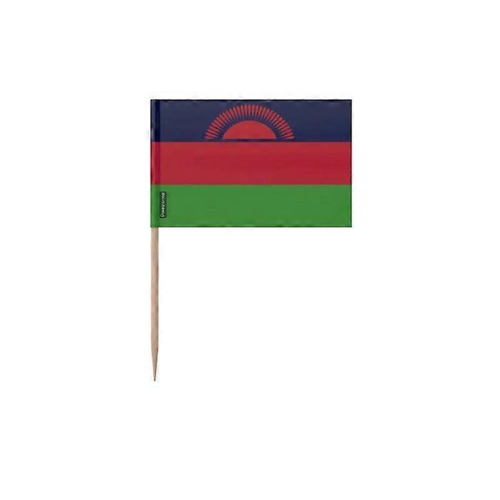 Malawi Flag Toothpicks - 10 cm - 100 pieces - Adhesive plastic - Bamboo stick - Pixelforma