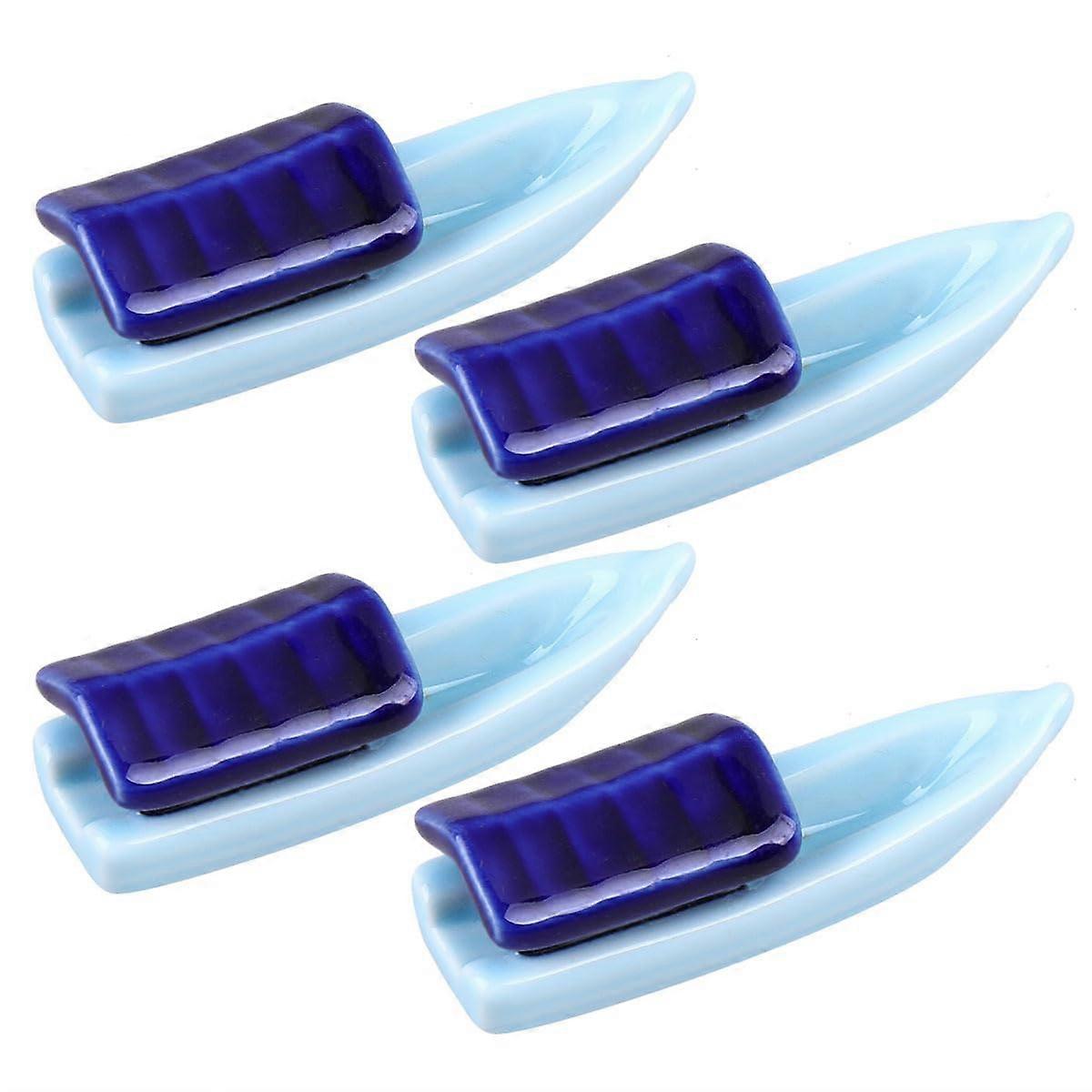 4pcs Japanese Boat Shape Chopstick Rest Holder Set for Kitchen Table and Restaurant Use