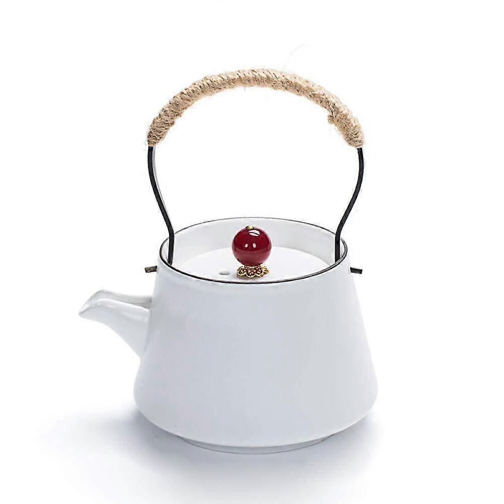 Tea Infuser Teapot 210ml Black and White Ceramic Kettle, NoDrip, Loose Leaf Friendly Design
