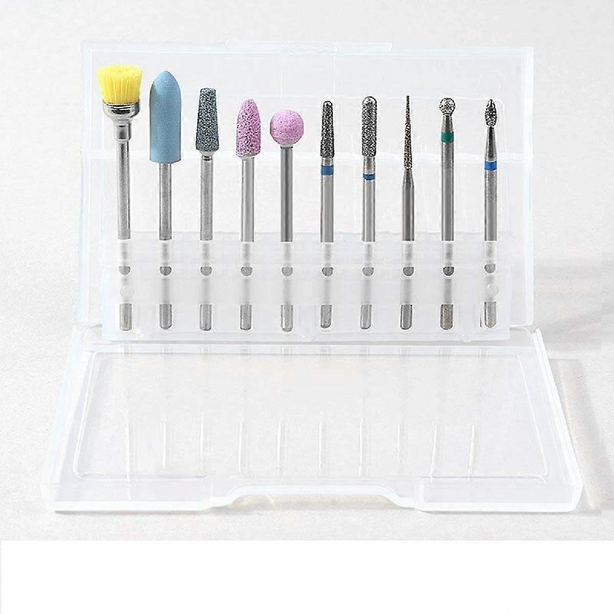 10pcs Diamond Bullet Nail Drill Bits Set for Fast Gel Removal and Precise Cuticle Cleaning