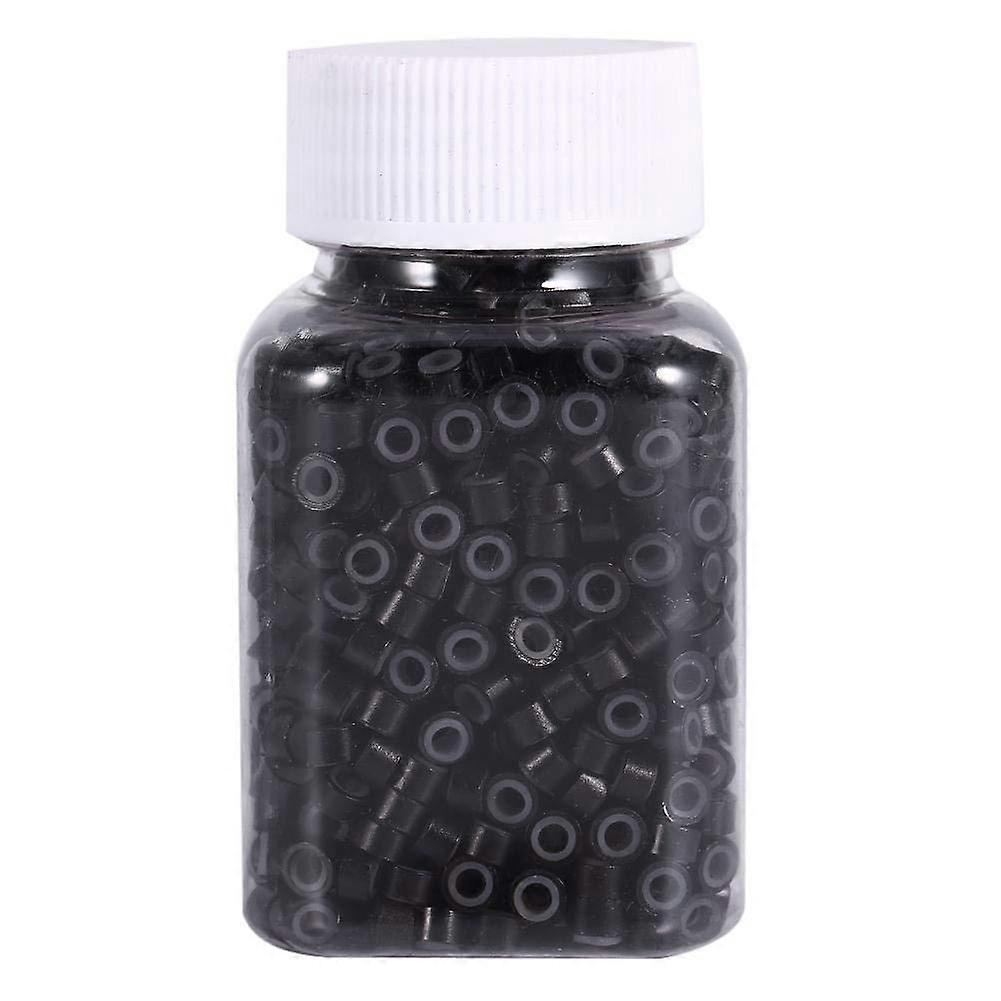 Black Silicone Lined Micro Rings 4mm for Hair Extensions 1000pcs Secure Clamp Hold Comfortable