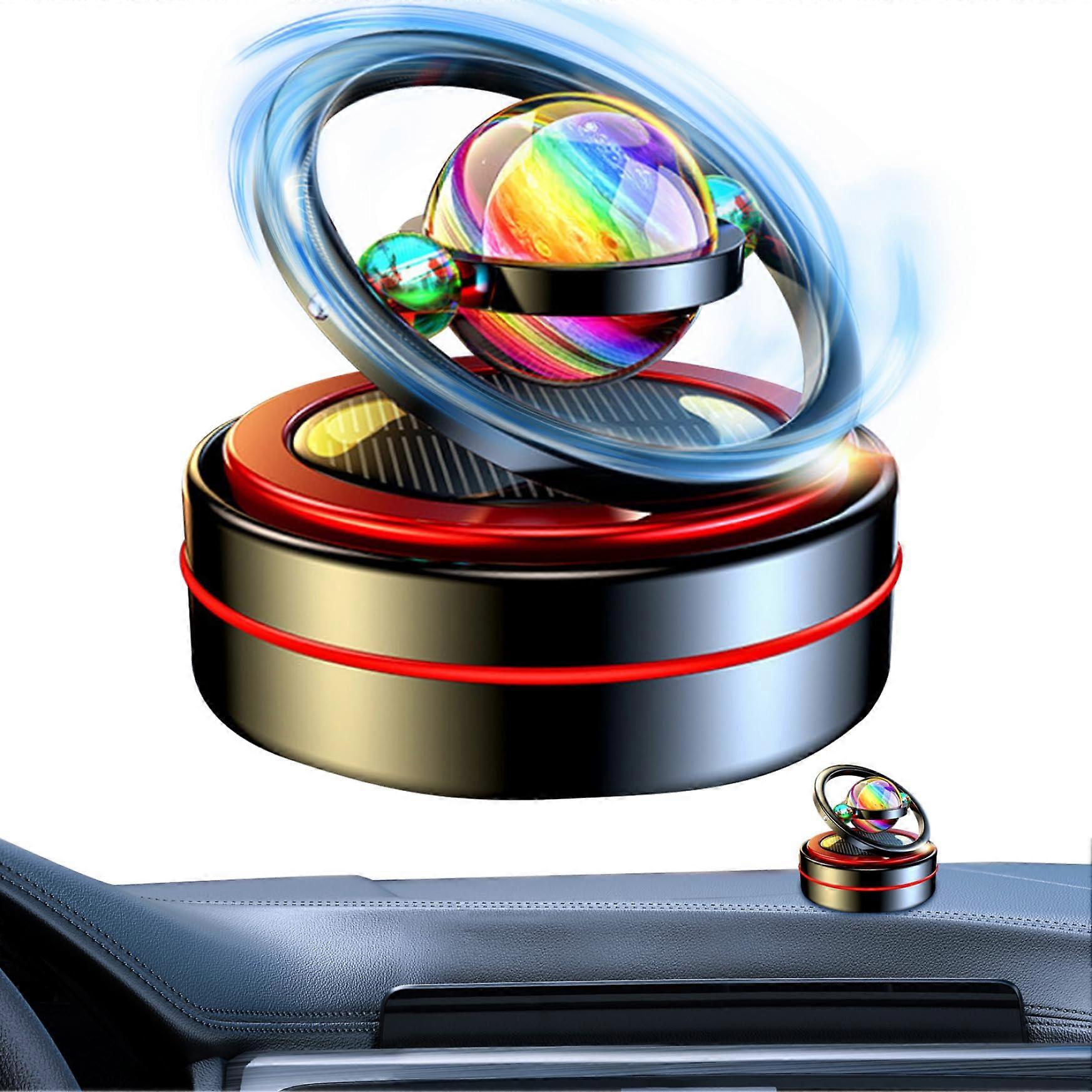 Solar Powered Rotating Car Air Freshener Dashboard Aromatherapy Diffuser with 6 Aroma Tablets Black