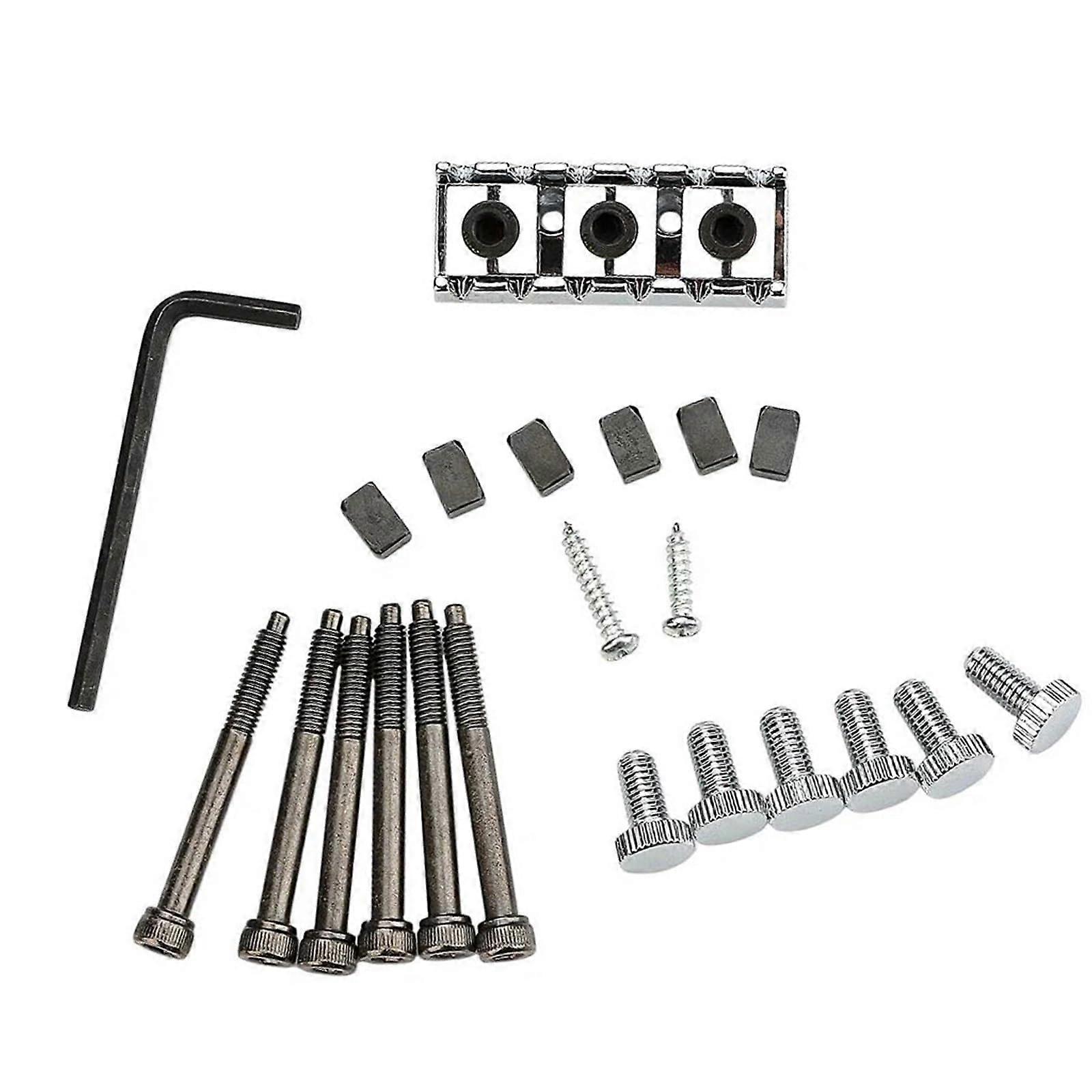 Tremolo Bridge Kit with Locking Nut, Silver Guitar Replacement Parts Compatible with Floyd Rose for Stable Tuning
