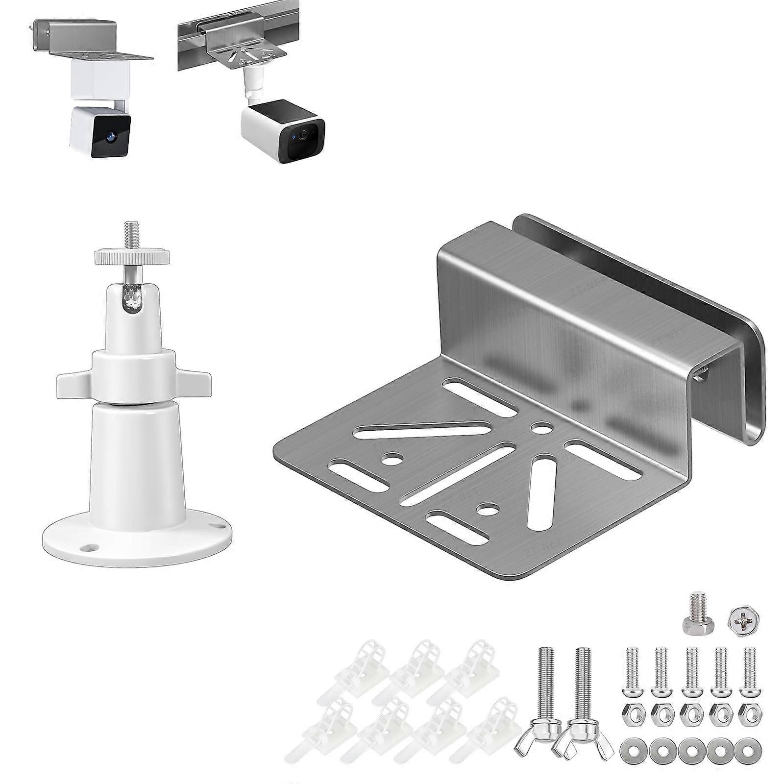 Outdoor Security Camera Stainless Steel Gutter Mount, 360° Rotating Weatherproof No Drill Bracket