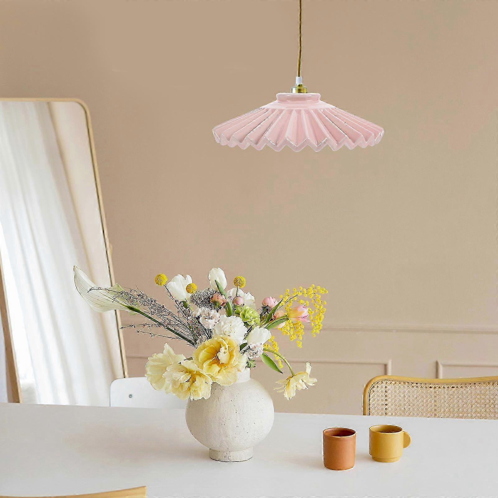 Hanging Lamp Shade Ceramic Light Cover for Home Use Pink