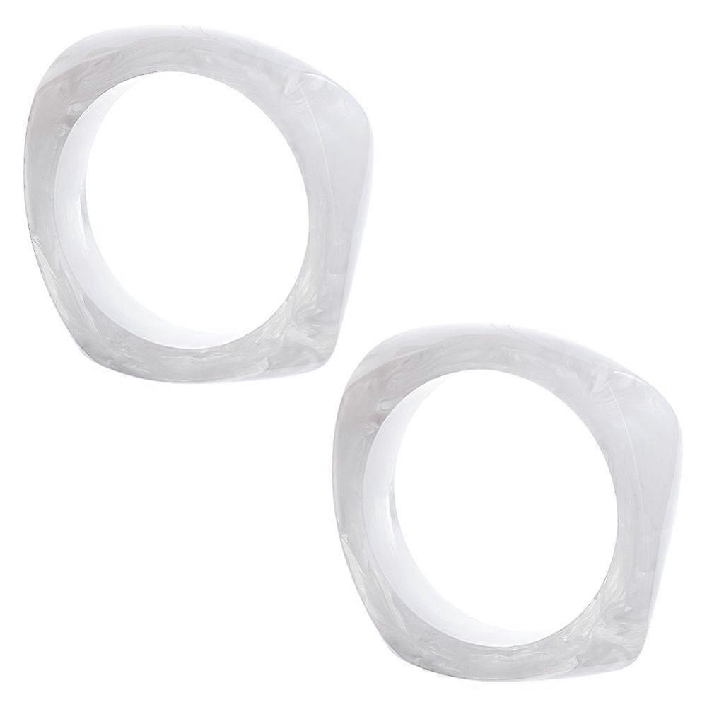 2pcs Resin Bangles Square White 3/4 inch(2cm) Inner Diameter: 2-1/2 inch(6.5cm)