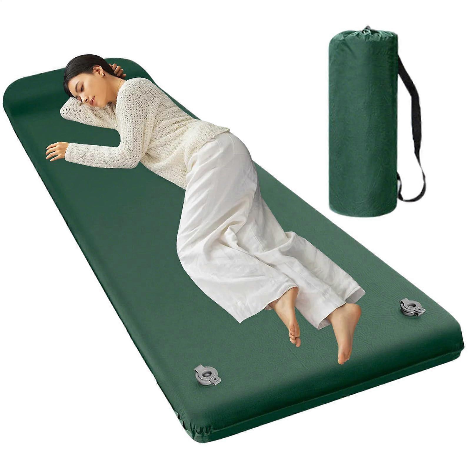Camping Sleeping Pad with Automatic Inflation and Integrated Pillow for Backpacking