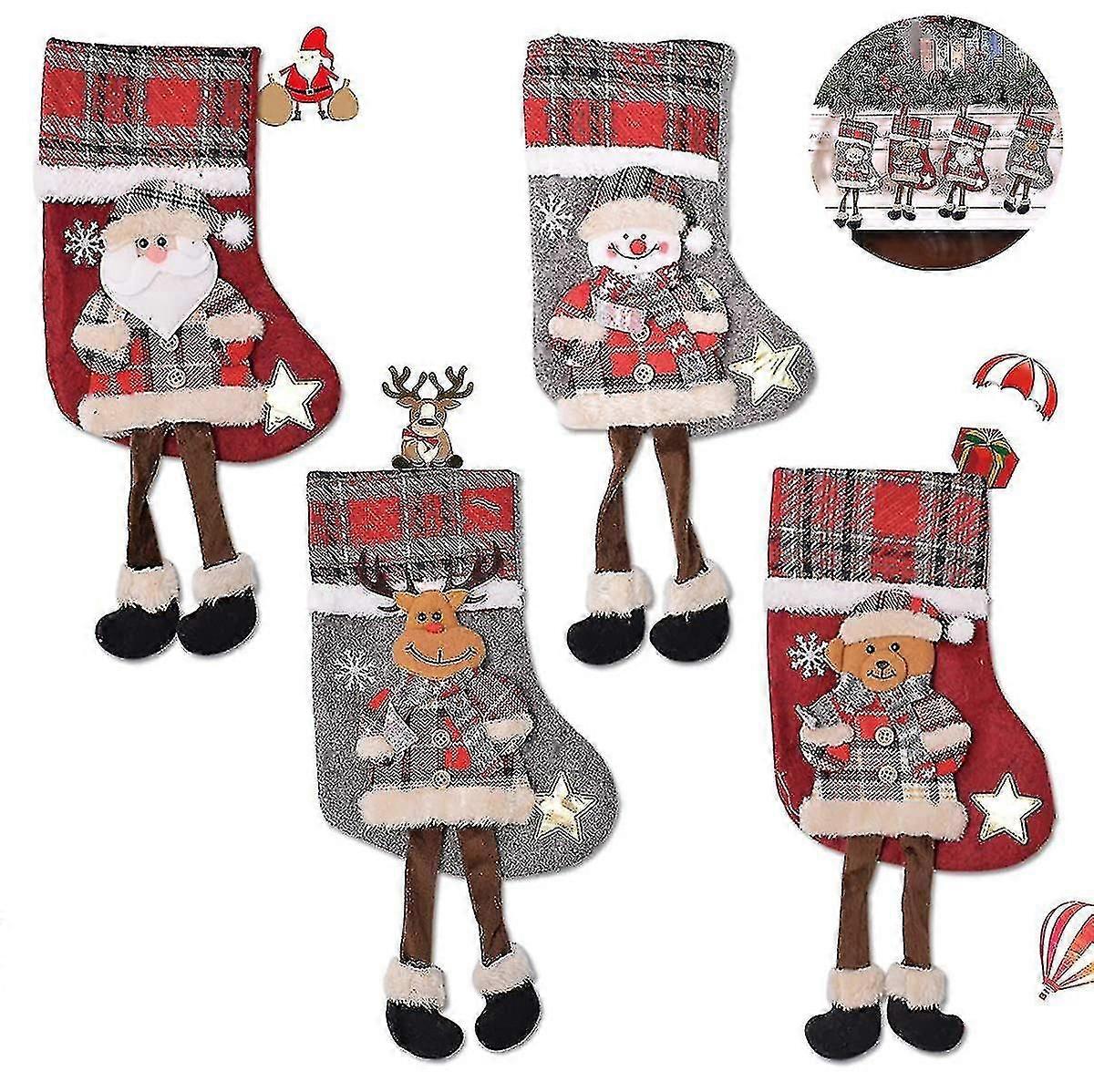 4pcs Stocking Stocking Boot Hanging Stocking Socks Stocking Stocking Gift Bag Hanging Candy