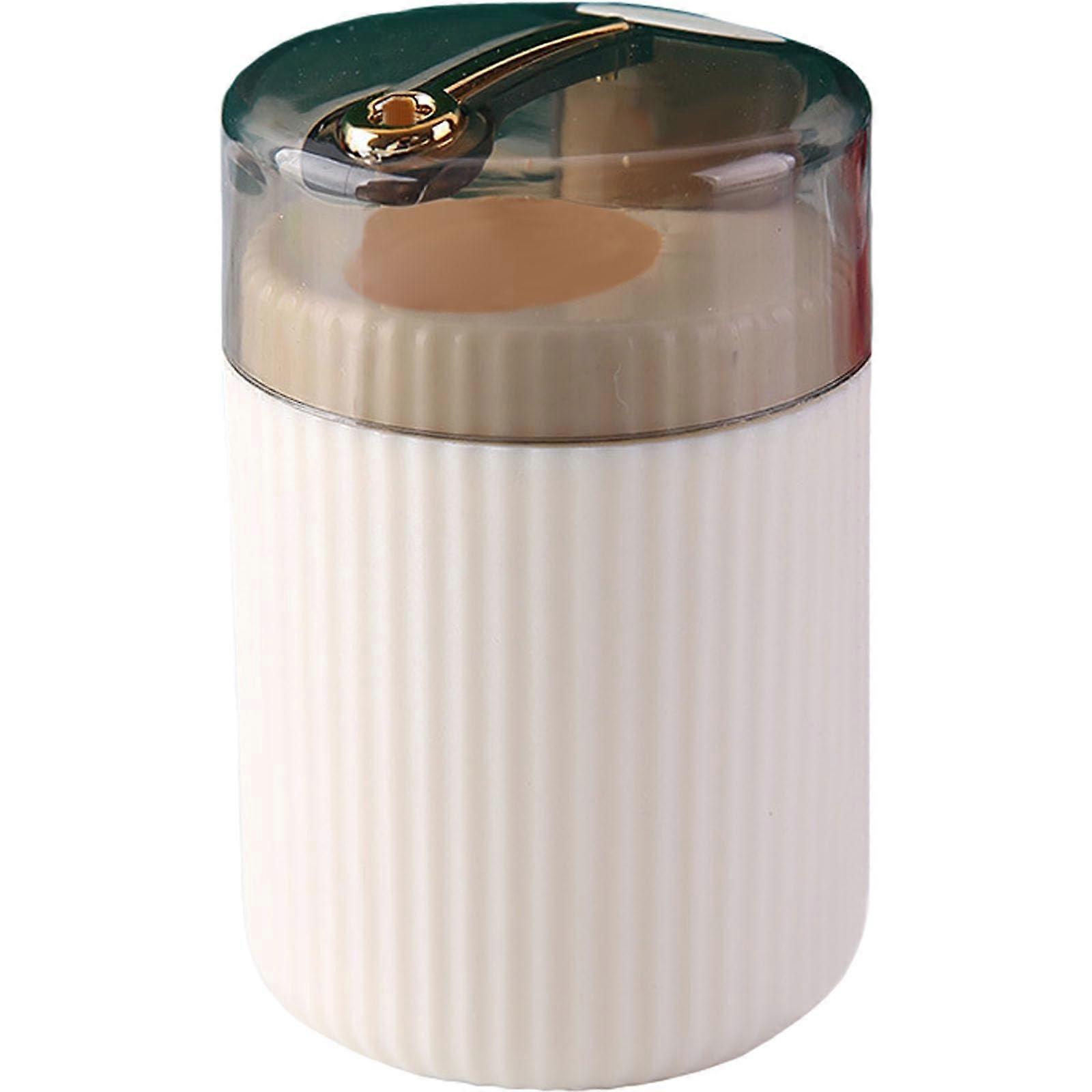 Automatic Toothpick Dispenser with OneHand Push Operation, Airtight Lid, Compact White Holder