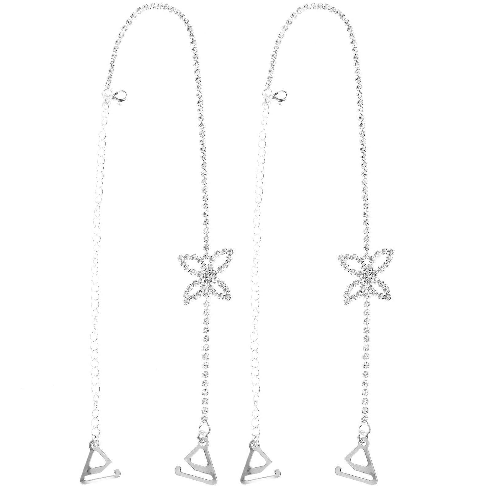 Butterfly Rhinestone Bra Straps Adjustable Decorative Bra Chain Straps 1Pair
