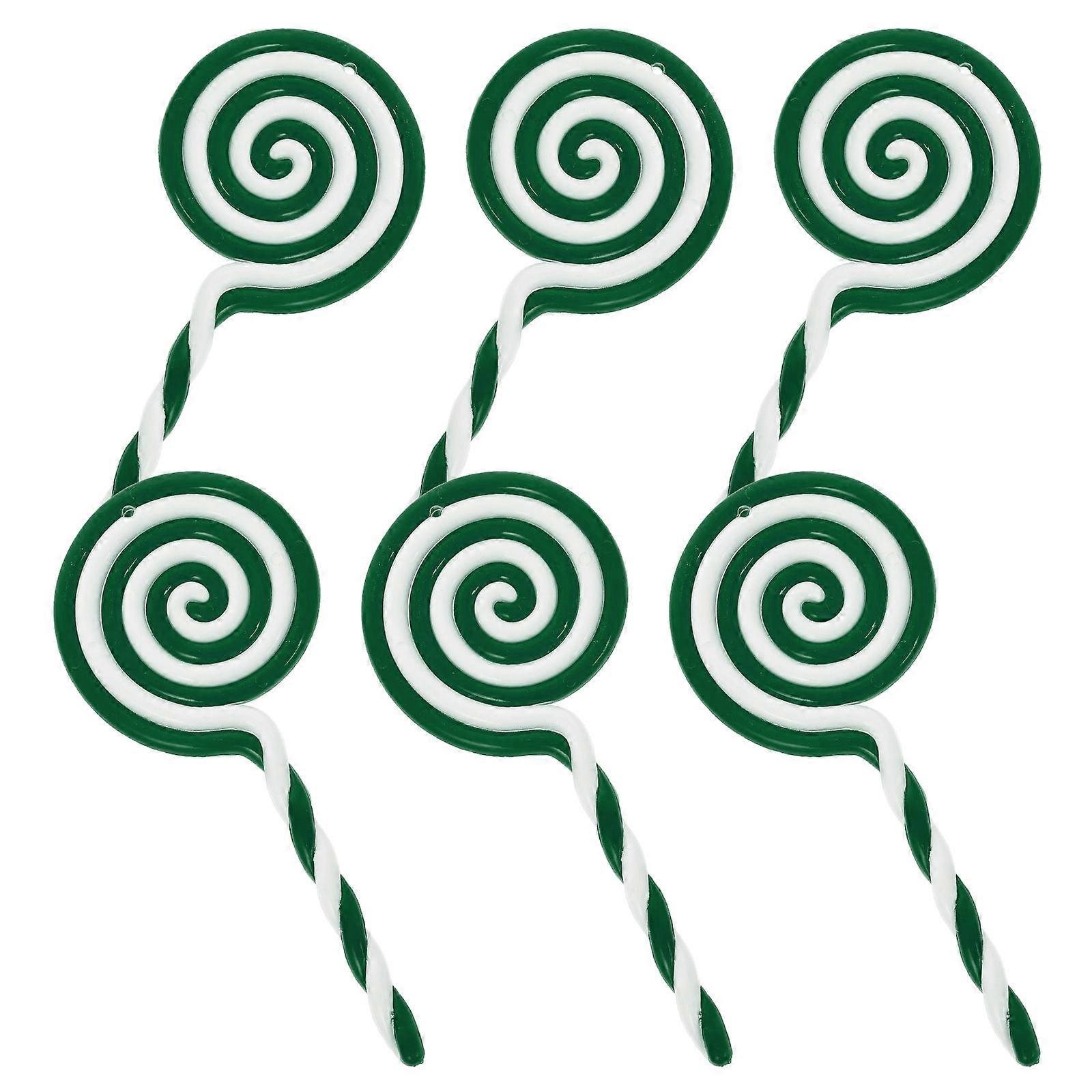Green Lollipop Prop for Decoration 6Pcs Simulation Candy Models PP