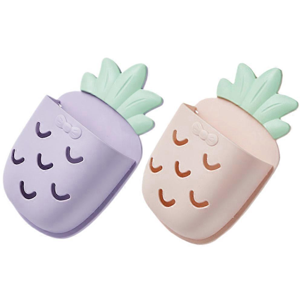Wall Mounted Storage Holder Pineapple Design for Bathroom 2Pcs Set