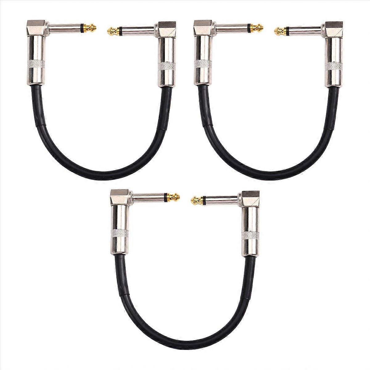 3PCS Guitar Effects Cable 15cm 1/4 Inch Right Angle Cable Instruments