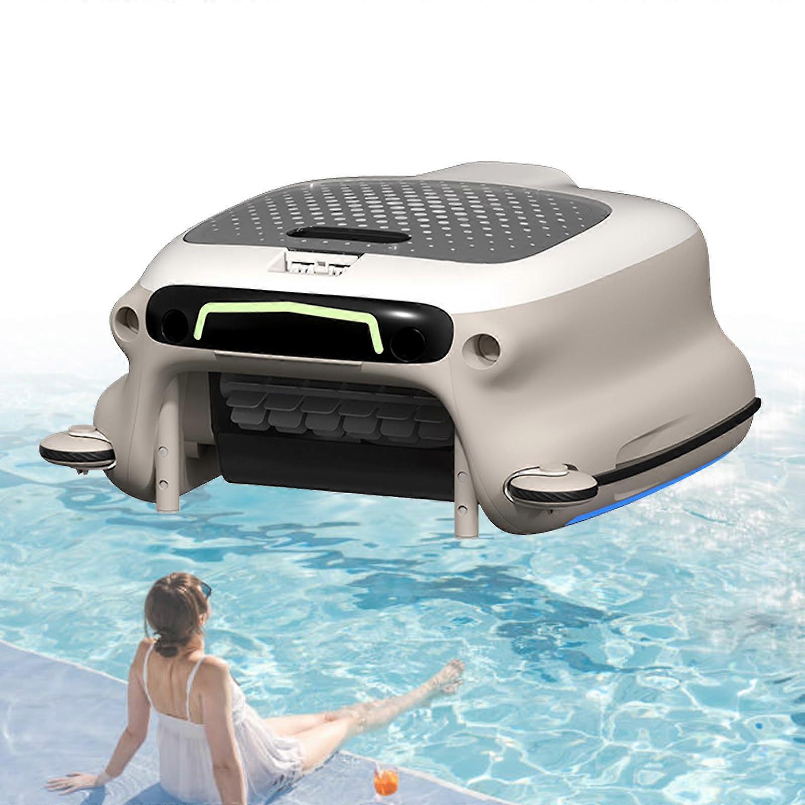 Cordless Robotic Pool Skimmer with Long Runtime, Automatic Leaf and Debris Cleaner for Pools